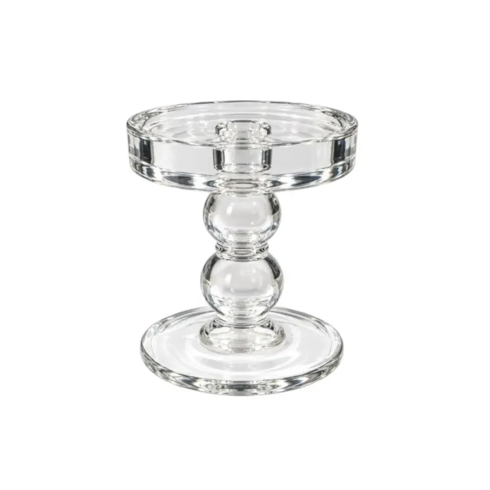 Pottery Barn Glass Sphere Medium Pillar Candle Holder Clear Glass